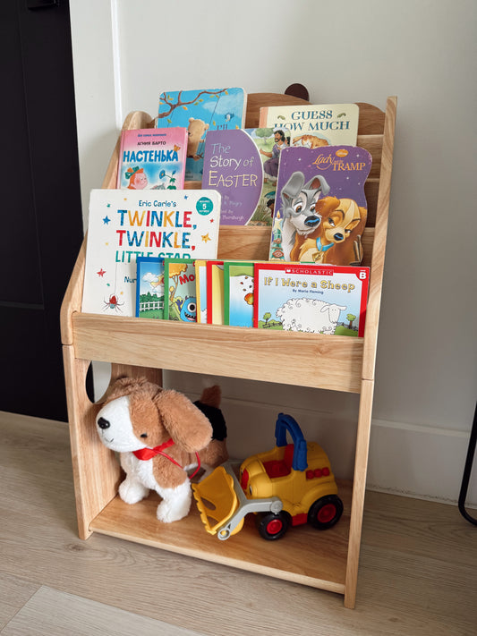 Woodtoe 5-Tier Montessori Bookshelf with Chalkboard & Toy Storage – Large Wooden Book Display Shelf for Kids’ Bedroom, Nursery & Classroom