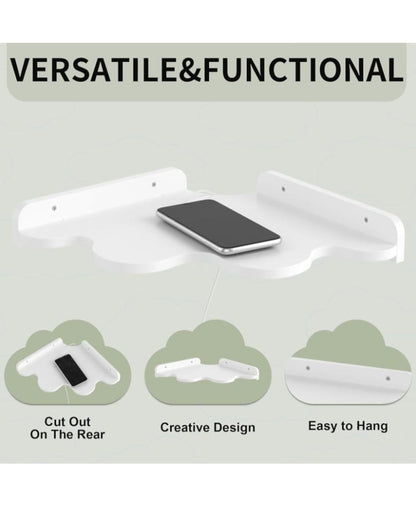 Cloud-Shaped Wooden Wall Shelf – Kids Room & Home Decoration.