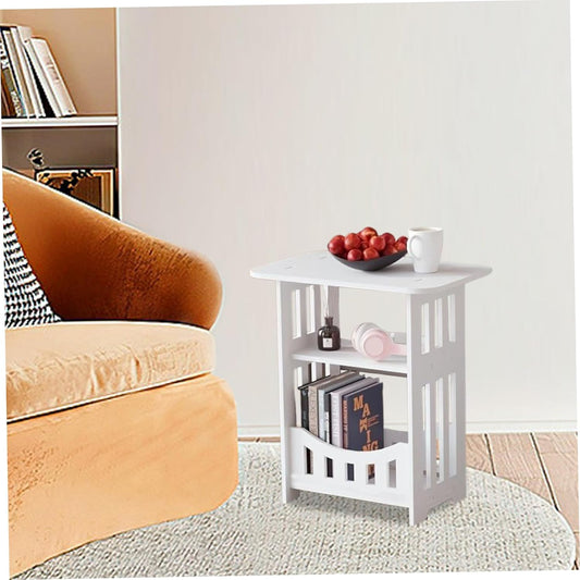 Slim 3-Tier Wooden Side Table – Compact Nightstand & End Table for Bedroom, Living Room, or Balcony (12.6"x8.7"x15.8")
