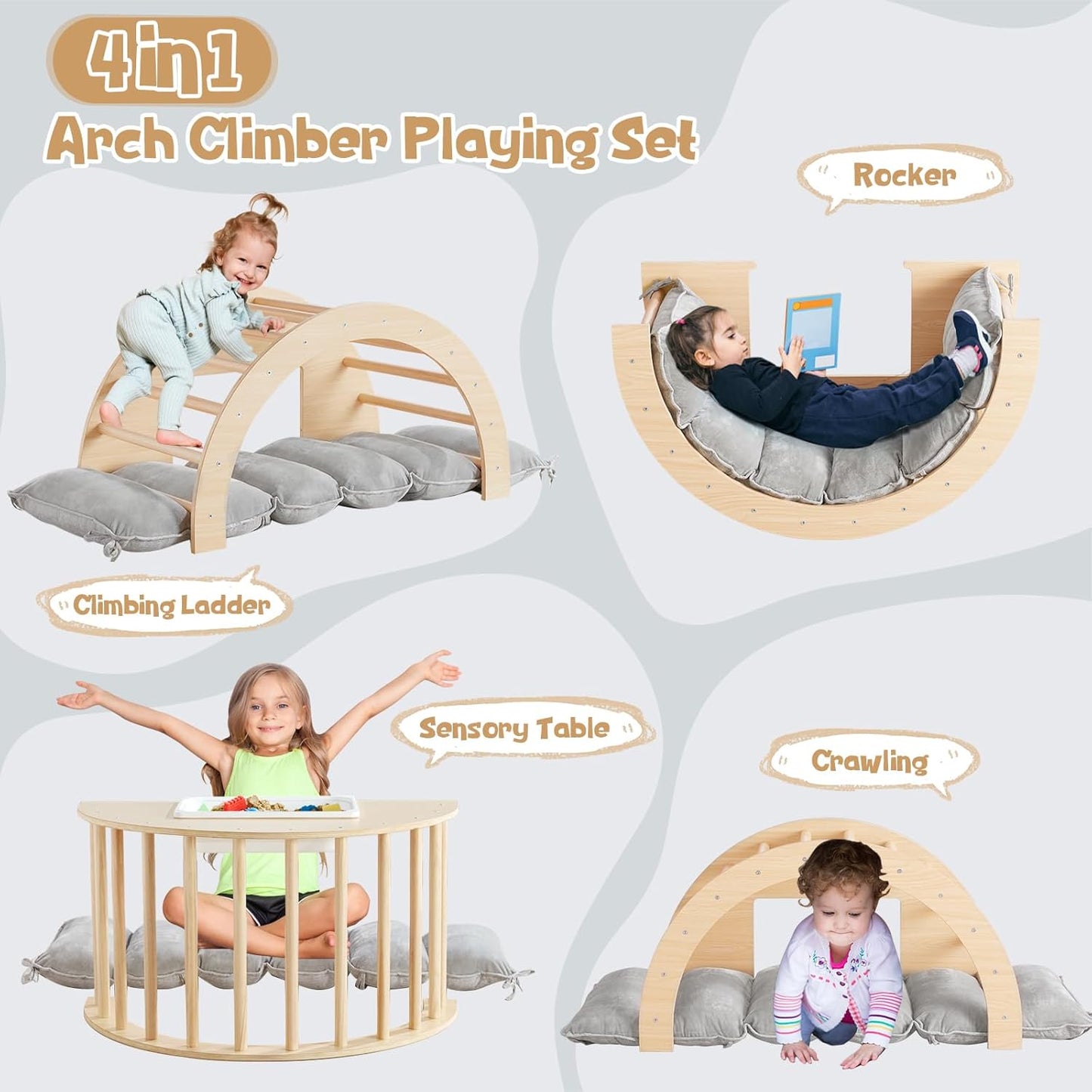 Arch Climber Wooden Play Set for Kids