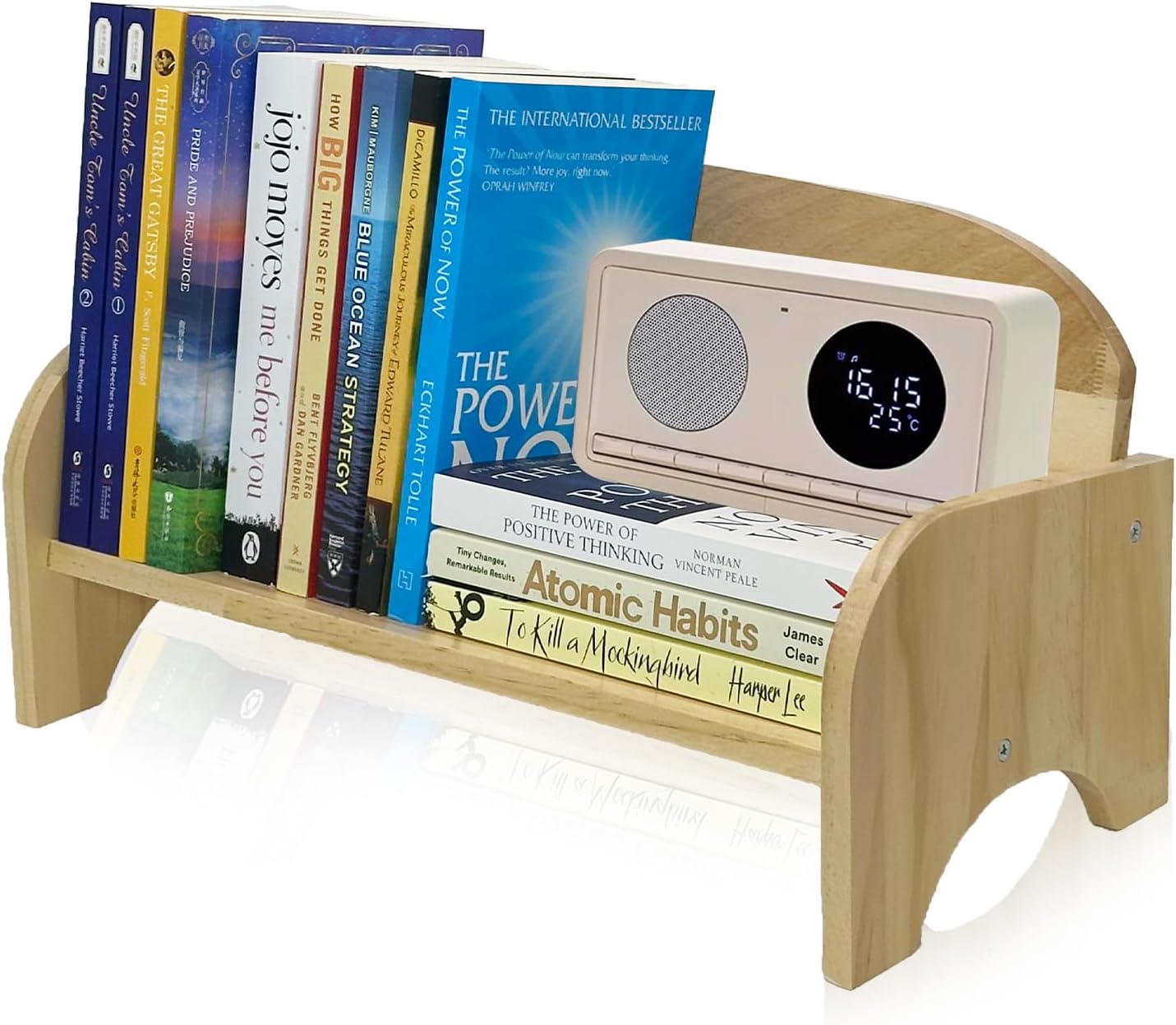 Couch-Style Wooden Desktop Bookshelf – Compact Tabletop Organizer for Books, Magazines & CDs | Natural Wood Finish for Home Office & Dorm Use