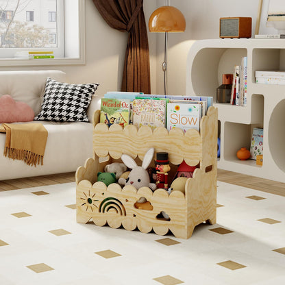 Premium quality Montessori 2-Tier Wooden Bookshelf – Toddler Book Rack & Toy Storage for Nursery, Kids' Room