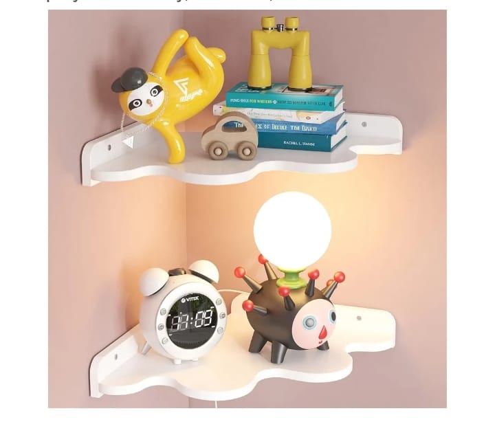 Cloud-Shaped Wooden Wall Shelf – Kids Room & Home Decoration.