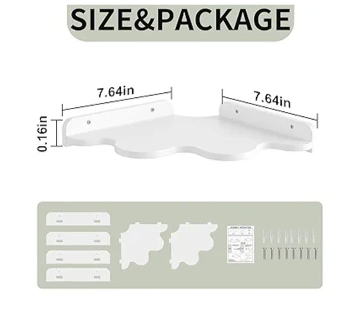 Cloud-Shaped Wooden Wall Shelf – Kids Room & Home Decoration.