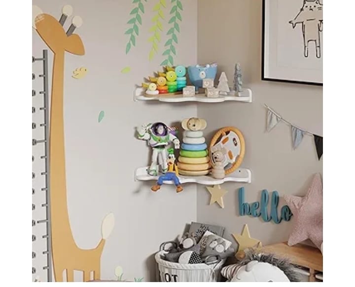 Cloud-Shaped Wooden Wall Shelf – Kids Room & Home Decoration.