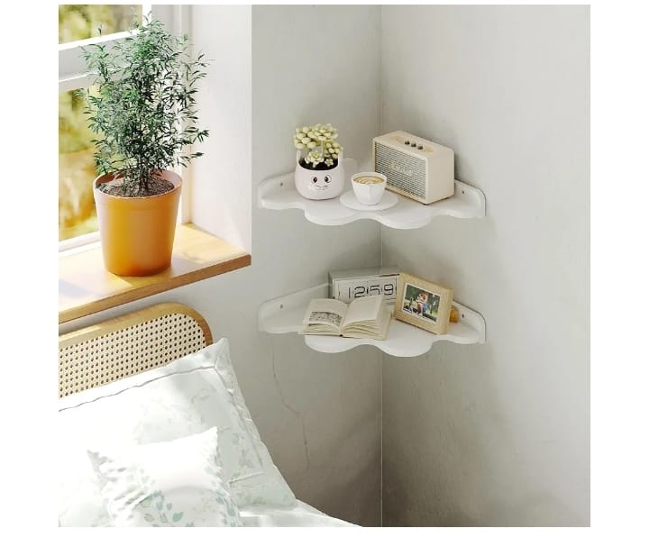 Cloud-Shaped Wooden Wall Shelf – Kids Room & Home Decoration.