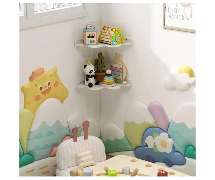 Cloud-Shaped Wooden Wall Shelf – Kids Room & Home Decoration.
