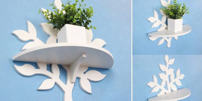 Tree Design Decorative Wooden Wall Shelf | Floral Style Wall Mounted Shelf for Home Décor | Modern Display & Storage Shelf