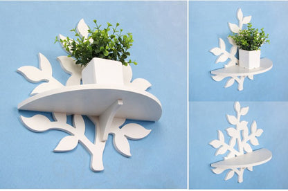 Tree Design Decorative Wooden Wall Shelf | Floral Style Wall Mounted Shelf for Home Décor | Modern Display & Storage Shelf