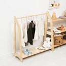 Kids Wooden Clothes Stand – Open Wardrobe Organizer Rack for Nursery, Bedroom & Playroom Storage