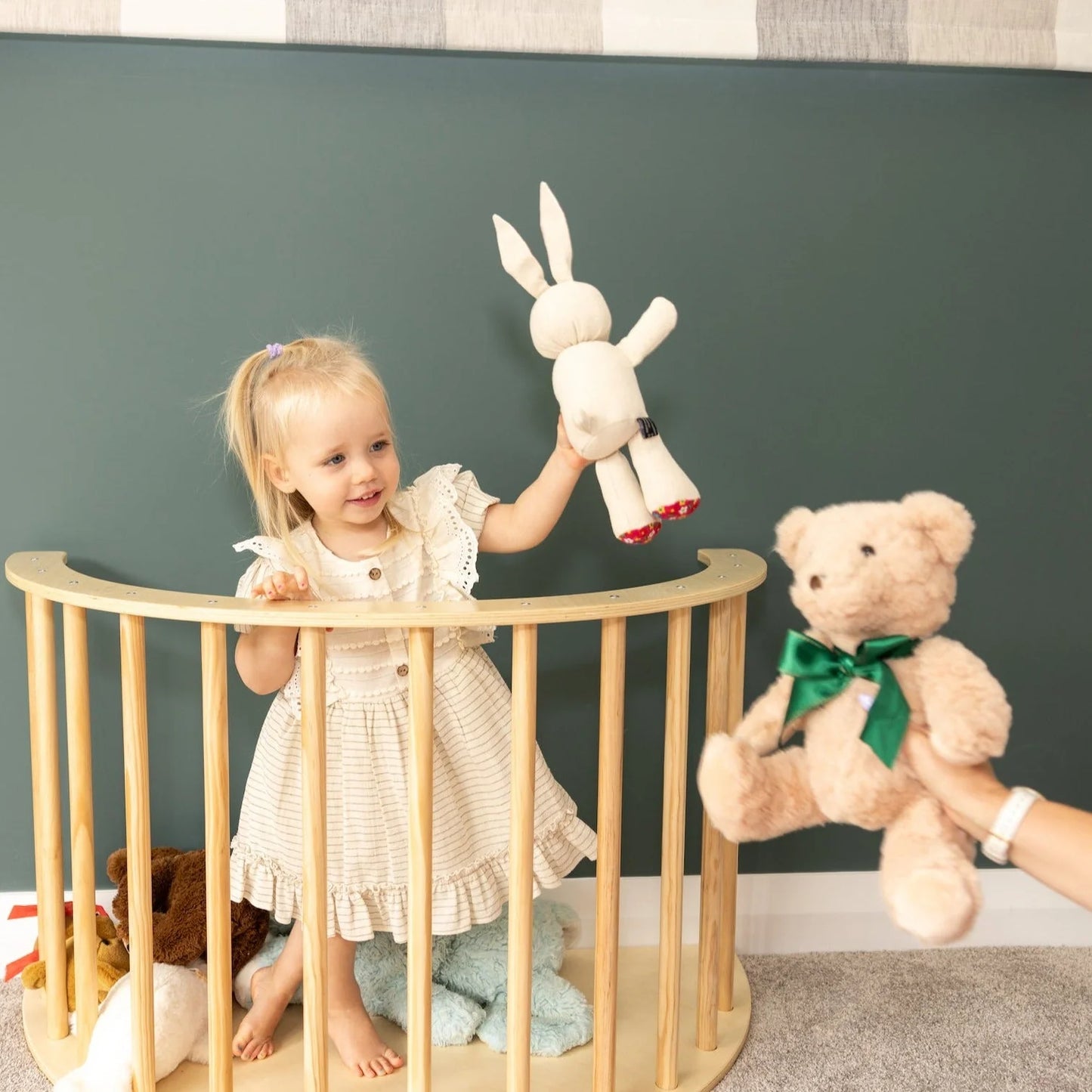 Wooden Baby Play Gym & Rocking Climber – Montessori Indoor Activity Set with Cushion