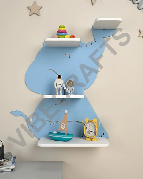 MDF Elephant Wall Shelf | Kids Room Floating Shelf
