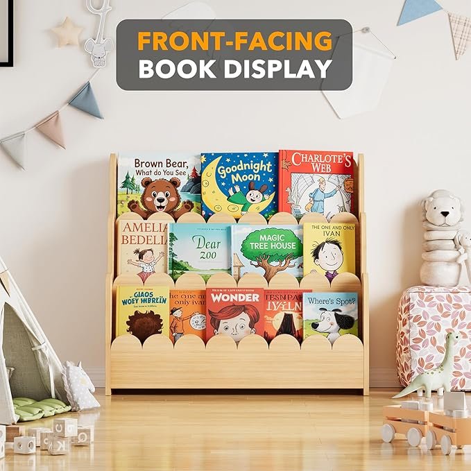 3-Tier Wooden Kids Book Display Shelf - Image 6