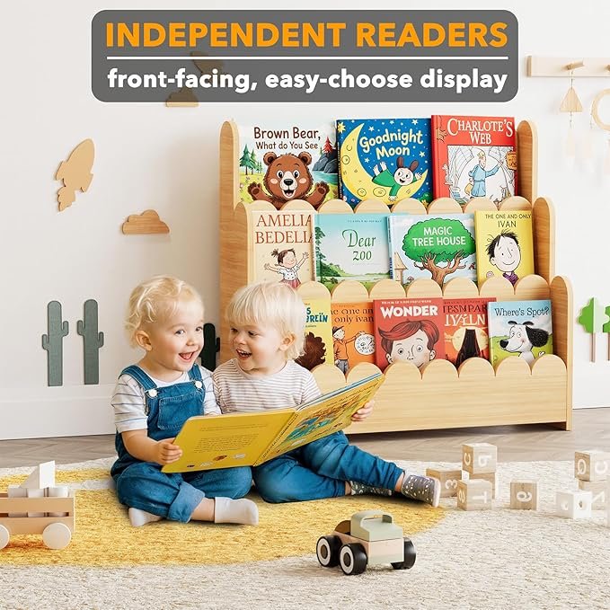 3-Tier Wooden Kids Book Display Shelf - Image 4