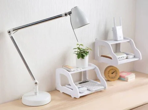 Double-Layer MDF Floating Shelf – Stylish Desk & Storage Organizer