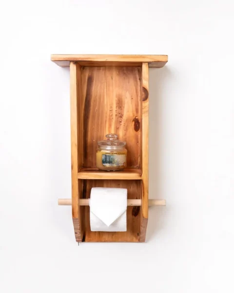 Wooden Wall Mounted Tissue Holder Shelf