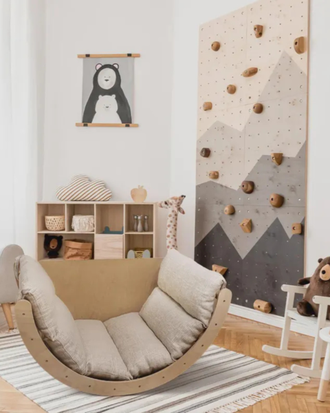 Montessori Climbing Arch & Rocker With Cushion – Wooden Indoor Toddler