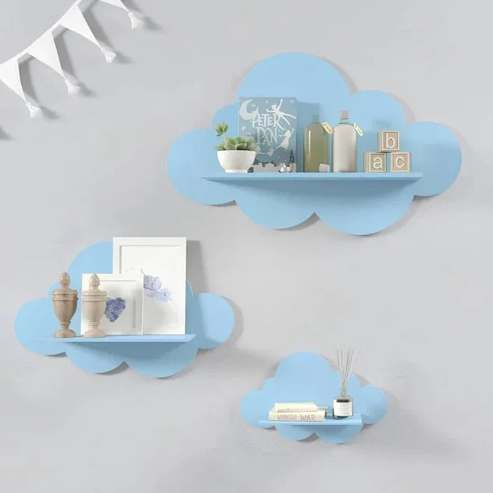Ordic Cloud Floating Wall Shelves (Pack of 3) | Decorative Wall Display Rack - Image 2