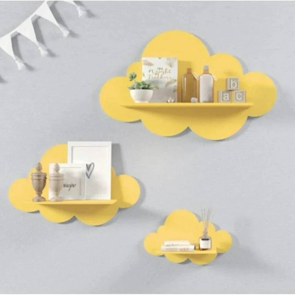 Ordic Cloud Floating Wall Shelves (Pack of 3) | Decorative Wall Display Rack - Image 4