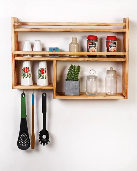Wooden Wall Mounted Kitchen Shelf | Storage Rack