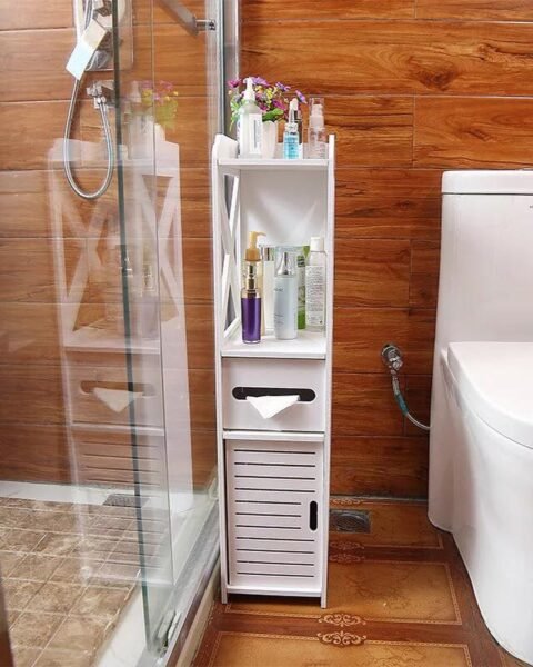 Slim Bathroom Storage Cabinet with Drawer & Shelves