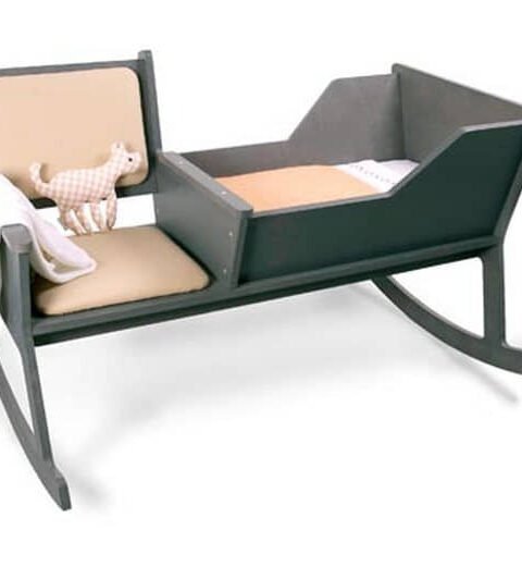 Convertible Baby Rocking Cradle Chair – 2-in-1 Wooden Nursery Rocker & Baby Bed